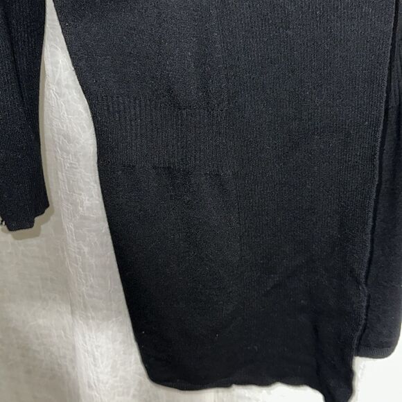 Premise S Open Front Black Fine Knit Quarter Sleeve Cardigan - Picture 6 of 12